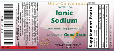 Photo of the Good State Ionic Sodium 70,000 PPM label