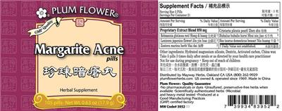 Photo of the Plum Flower Margarite Acne Pills label