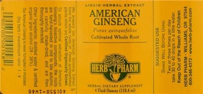 Photo of the Herb Pharm American Ginseng label