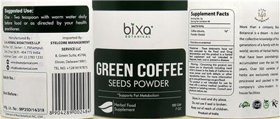 Photo of the Bixa Botanical Green Coffee Seeds Powder label