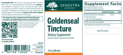 Photo of the Genestra Brands Goldenseal Tincture label