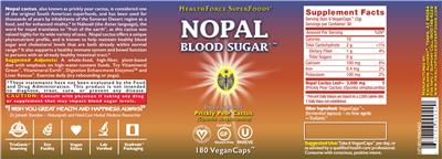 Photo of the HealthForce SuperFoods Nopal Blood Sugar label
