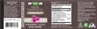 Photo of the Nature's Way Milk Thistle X label