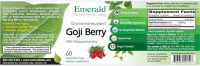 Photo of the Emerald Goji Berry label