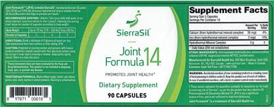 Photo of the SierraSil Joint Formula 14 label