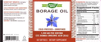 Photo of the Nature's Way Borage Oil label
