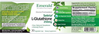Photo of the Emerald Setria L-Glutathione 250 mg label