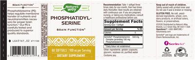 Photo of the Nature's Way Phosphatidylserine 100 mg label
