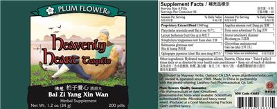 Photo of the Plum Flower Heavenly Heart Teapills label