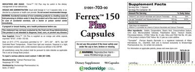 Photo of the Breckenridge Ferrex 150 Plus Capsules label