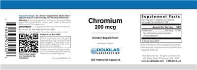 Photo of the Douglas Laboratories Chromium 200 mcg label