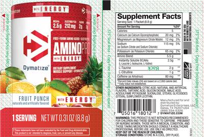 Photo of the Dymatize AminoPro with Energy Fruit Punch label