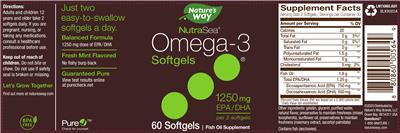 Photo of the Nature's Way NutraSea Omega-3 Softgels Fresh Mint Flavored label