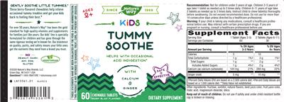 Photo of the Nature's Way Kids Tummy Soothe Berry Blast Flavored label