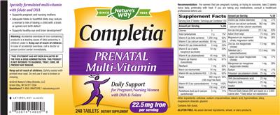 Completia Prenatal Multi-Vitamin のラベル画像（NIH DSLD）