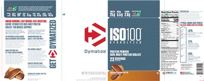 Photo of the Dymatize ISO100 Hydrolyzed Chocolate Peanut Butter label