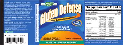 Photo of the Nature's Way Gluten Defense label