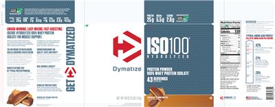 Photo of the Dymatize ISO100 Hydrolyzed Chocolate Peanut Butter label