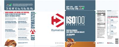 Photo of the Dymatize ISO100 Hydrolyzed Chocolate Peanut Butter label