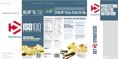 Photo of the Dymatize ISO100 Hydrolyzed Classic Vanilla label