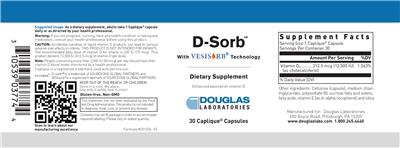 Photo of the Douglas Laboratories D-Sorb with Vesisorb Technology label