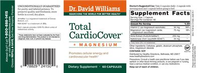 Photo of the Dr. David Williams Total CardioCover + Magnesium label