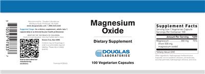 Photo of the Douglas Laboratories Magnesium Oxide label