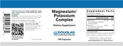 Product label for Magnesium/Potassium Complex