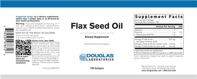 Photo of the Douglas Laboratories Flax Seed Oil label