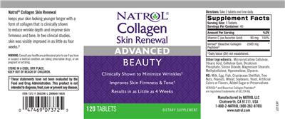 Photo of the Natrol Collagen Skin Renewal label