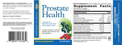 Photo of the Whitaker Nutrition Prostate Health label