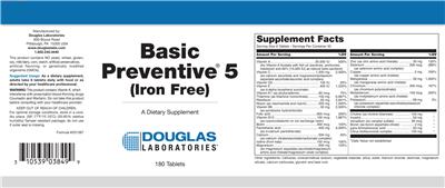 Photo of the Douglas Laboratories Basic Preventive 5 (Iron Free) label