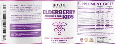 Photo of the Havasu Nutrition Elderberry Gummies for Kids label