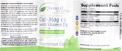 Photo of the Natural Healthy Concepts Cal-Mag 1:1 with Vitamin D3 label