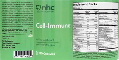 Photo of the Natural Healthy Concepts Cell-Immune label