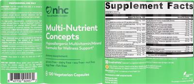 Photo of the Natural Healthy Concepts Multi-Nutrient Concepts label