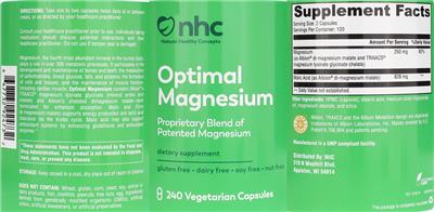 Photo of the Natural Healthy Concepts Optimal Magnesium label