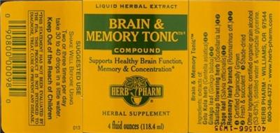 Photo of the Herb Pharm Brain & Memory Tonic Compound label