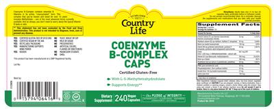 Photo of the Country Life Coenzyme B-Complex Caps label
