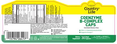 Photo of the Country Life Coenzyme B-Complex Caps label