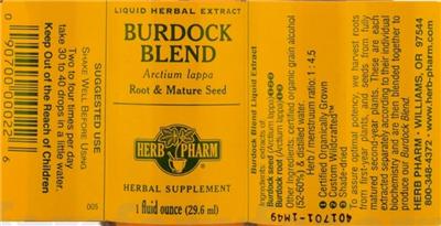Photo of the Herb Pharm Burdock Blend label