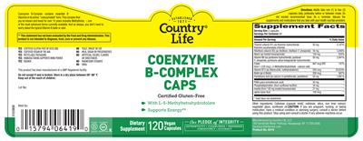Photo of the Country Life Coenzyme B-Complex Caps label