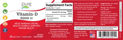 Photo of the Pure Essence Vitamin-D 2000 IU label