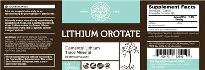 Photo of the Global Healing Center Lithium Orotate label