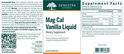 Photo of the Genestra Brands Mag Cal Vanilla Liquid Natural Vanilla Flavor label