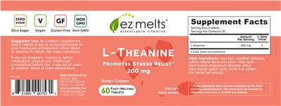 Photo of the EZ Melts L-Theanine 200 mg Sweet Cherry label