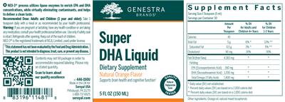 Photo of the Genestra Brands Super DHA Liquid Natural Orange Flavor label
