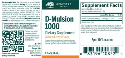 Photo of the Genestra Brands D-Mulsion 1000 Natural Lemon Flavor label