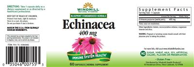 Photo of the Windmill Natural Vitamins Echinacea 400 mg label