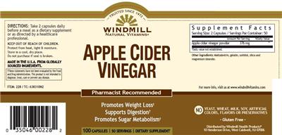 Photo of the Windmill Natural Vitamins Apple Cider Vinegar label